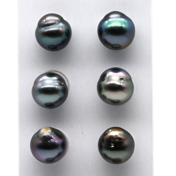 Tear Drop Pair Tahitian Pearl Loose Undrilled, Dark Color and High Luster with Blemishes, 9.5-10mm, SKU# 1003TH