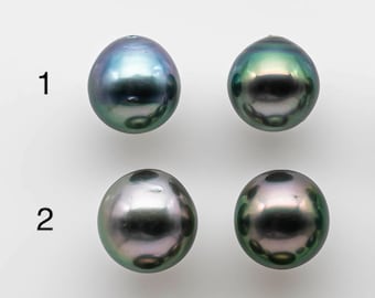 9-10mm Drop Tahitian Pearl Matching Pair Undrilled with High and Minor Blemish, For Making Earring, SKU # 1734TH