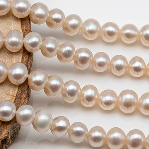 6-7mm White Freshwater Pearl Bead in Near Round Shape for Jewelry Making, SKU # 1609ED
