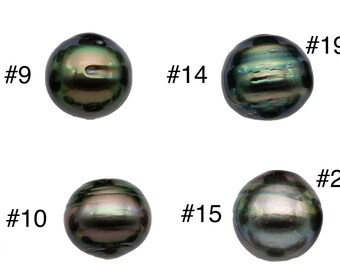 Perla de Tahití redonda, suelta, única, sin perforar, perla negra de pavo real con alto brillo para la fabricación de joyas y sin agujero, 11-11,5 mm, # 1122TH