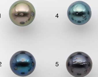 8-9mm Tahitian Pearl Round with High Luster and Natural Color with Blemishes, Loose Single Piece Undrilled, SKU # 2122TH