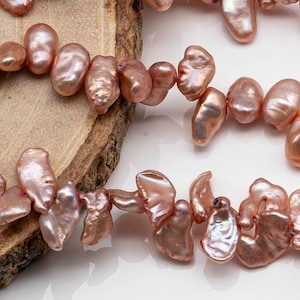 8-9mm Keshi Freshwater Pearl Top Drilled in Pink Color for Jewelry Making, SKU # 1603FW