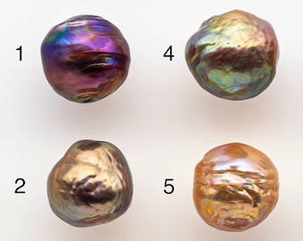 11-12mm Edison Pearl Near Round or Drop with Amazing Iridescence Luster and All Natural Colors, Undrilled or Large Hole, SKU # 1804EP