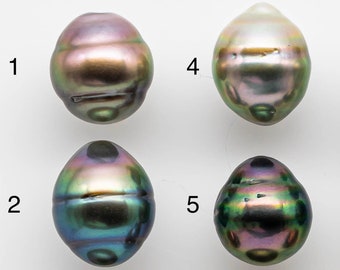 10-11mm Colorful Tahitian Pearl Single Piece Drop in Natural Color and High Luster with Minor Blemishes, Loose Undrilled, SKU # 1824TH