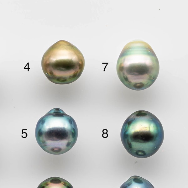 Perle de Tahiti en vrac multicolore de 9-10 mm, de couleur naturelle, avec un lustre élevé et des imperfections, une pièce non percée, SKU # 1743TH