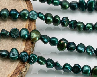 Nugget Perlas de agua dulce verde azulado de 5-6 mm, 15,5 pulgadas, SKU n.º 1596FW