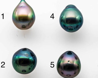 8-9mm Peacock Tahitian Pearl Teardrop Loose Undrilled Natural Color with Super Nice Luster and Blemishes, SKU # 1467TH