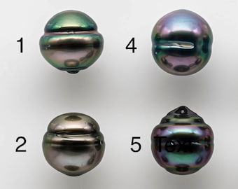 Une seule perle de Tahiti de 12-13 mm non percée, très brillante et de couleur naturelle, percée à moitié ou entièrement jusqu'au grand trou, SKU # 1657TH