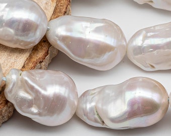 12-16mm Baroque Pearl Teardrop in White Color and High Luster for Jewelry Making, 4 Inch Strand or Full Strand, SKU # 1418BA