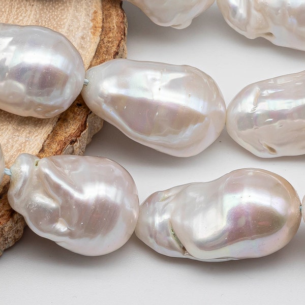 12-16mm Baroque Pearl Teardrop in White Color and High Luster for Jewelry Making, 4 Inch Strand or Full Strand, SKU # 1418BA