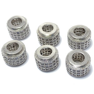 CZ Micro Pave Beads Cylinder Spacer, 9x6.5mm, CZPB011