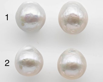 Par de perlas Edison blancas sueltas de 9-10 mm sin perforar con alto brillo para hacer aretes, SKU n.° 1362EP