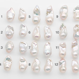 15-17mm White Baroque Pearl Matching Pair, High Luster Freshwater Pearls for Earrings or Jewelry Making, No Hole Loose, SKU # 2620BA