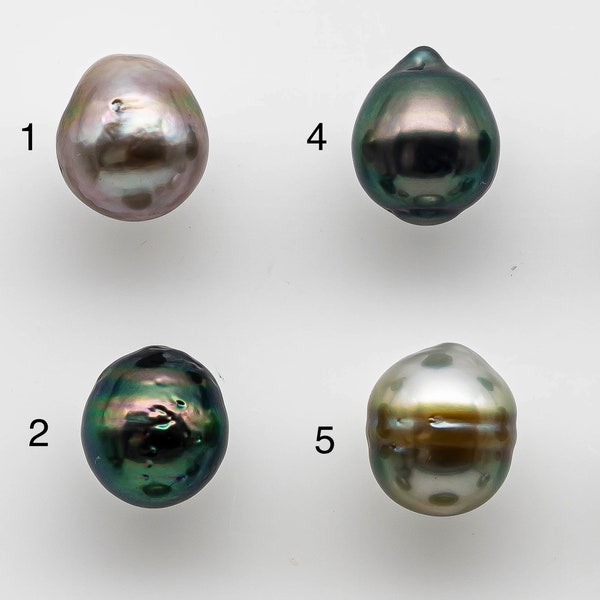 7-8mm Teardrop Tahitian Pearl Undrilled Loose Natural Color and High Luster with Blemish, Single Piece Small Size Black Pearl, SKU # 1462TH