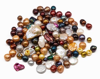 Diverse zoetwaterparels, mix parels met verschillende maten, kleuren en vormen, MIX_S001