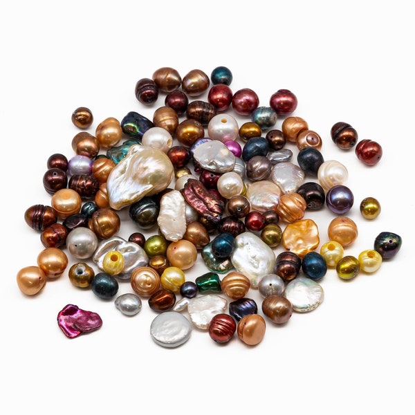 Assortierte Süsswasserperlen, Mix Perlen in verschiedenen Größen, Farben und Formen, MIX_S001