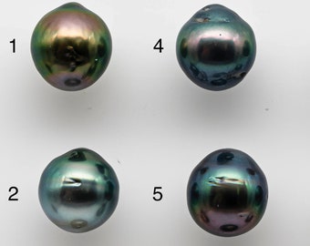 8-9mm Small Size Tahitian Pearl Undrilled Loose Near Round in High Luster and Natural Color with Blemish, One Single Piece, SKU # 1457TH