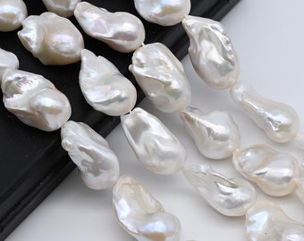 Large Baroque Pearls, Fireball Pearl in White with Gorgeous Luster, 16x20mm to 18x29mm, Single Piece or Full Strand, SKU# 1021BA