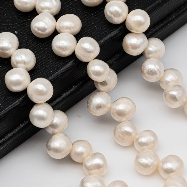 Top Drilled Freshwater Pearl Bead Full Strand White Color in 8x9mm for Jewelry Making, SKU # 1133FW