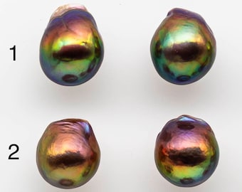 10-11mm Edison Pearl in Matching Pair with Natural Colors and High Lusters, Undrilled for Making Earring, SKU # 1810EP