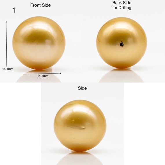 14-15mm Large Size Golden South Sea Pearl in Natural Color With