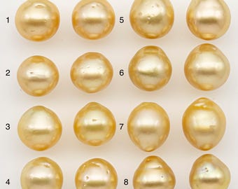 10-11mm Matched Pair South Sea Pearl, Undrilled with Natural Color and Minor Blemishes for Jewelry Making, SKU # 3374TH