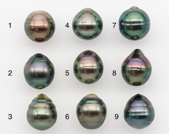 Perle de Tahiti 10-11 mm, non percée, non percée avec un lustre élevé et des imperfections pour la fabrication de bijoux, SKU # 2892TH