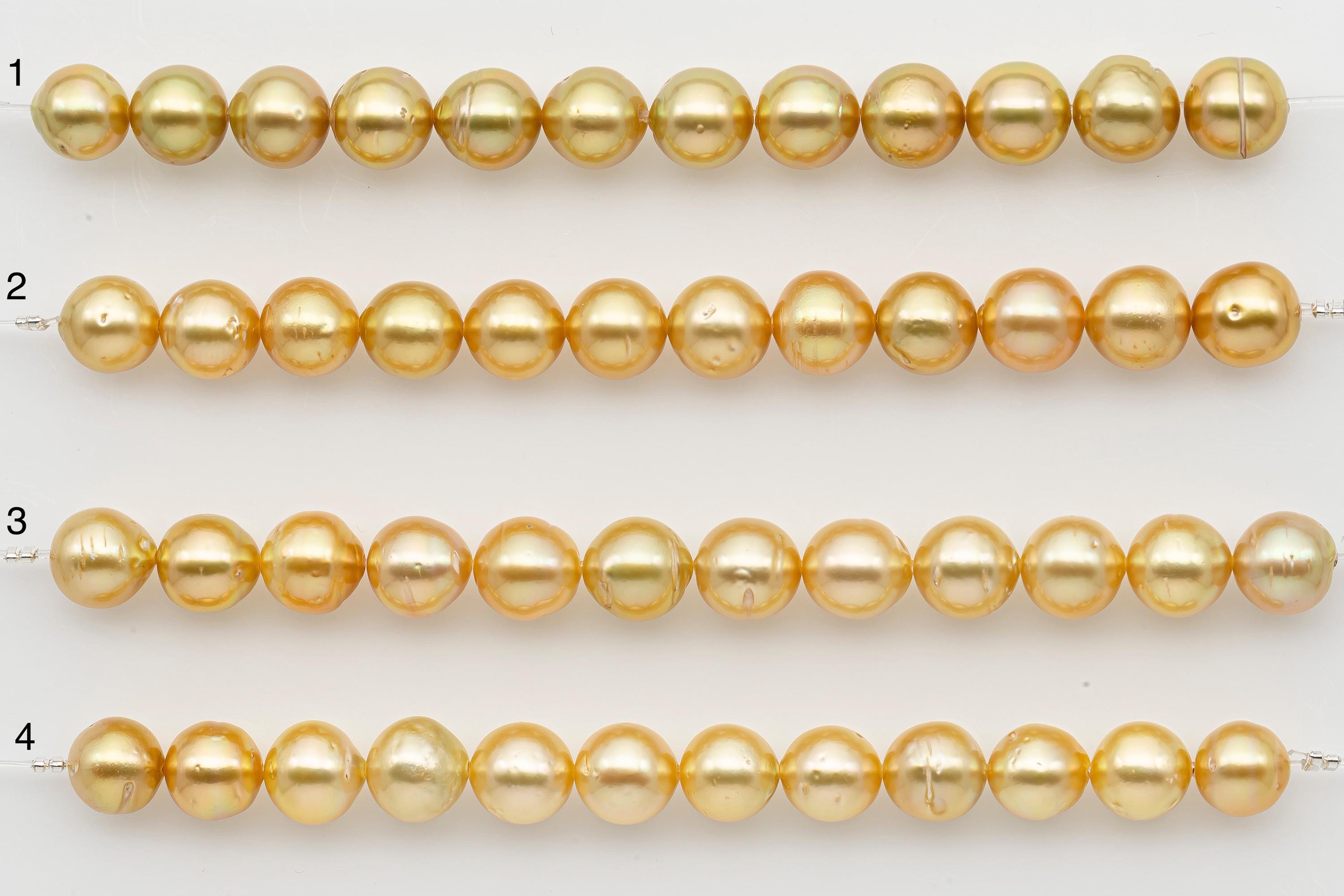 8-9mm Golden South Sea Pearl Short Strand with Blemishes, Natural Color Pearls for Jewelry Making, SKU # 3292GS