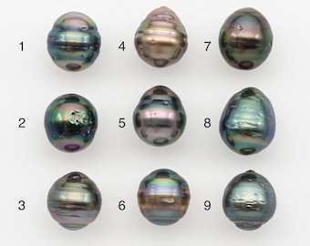 Perle de Tahiti 10-11 mm, non percée, non percée avec un lustre élevé et des imperfections pour la fabrication de bijoux, SKU # 2890TH