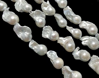 Baroque Pearls 13-17mm, Freshwater Pearls White, Single Piece or Full Strand. BAR018