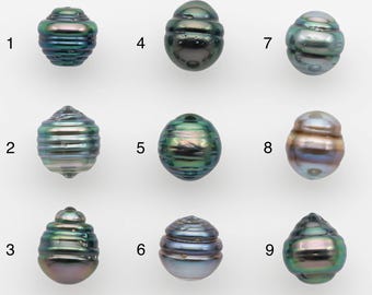 8-9mm Natural Color Tahitian Pearl Drop Shape Loose Single Piece Undrilled in High Luster and Minor Blemishes, SKU # 2626TH
