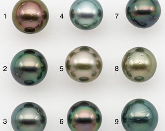 8-9mm Tahitian Pearl with High Luster and Minor Blemishes, Natural Color, Loose Undrilled for Jewelry Making, SKU # 3370H