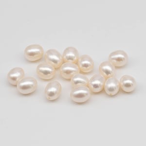 Half Drill Pearls, Freshwater Drop Shape 7mm, White, Peach or Mix Colors, 8 Pieces, HDP001