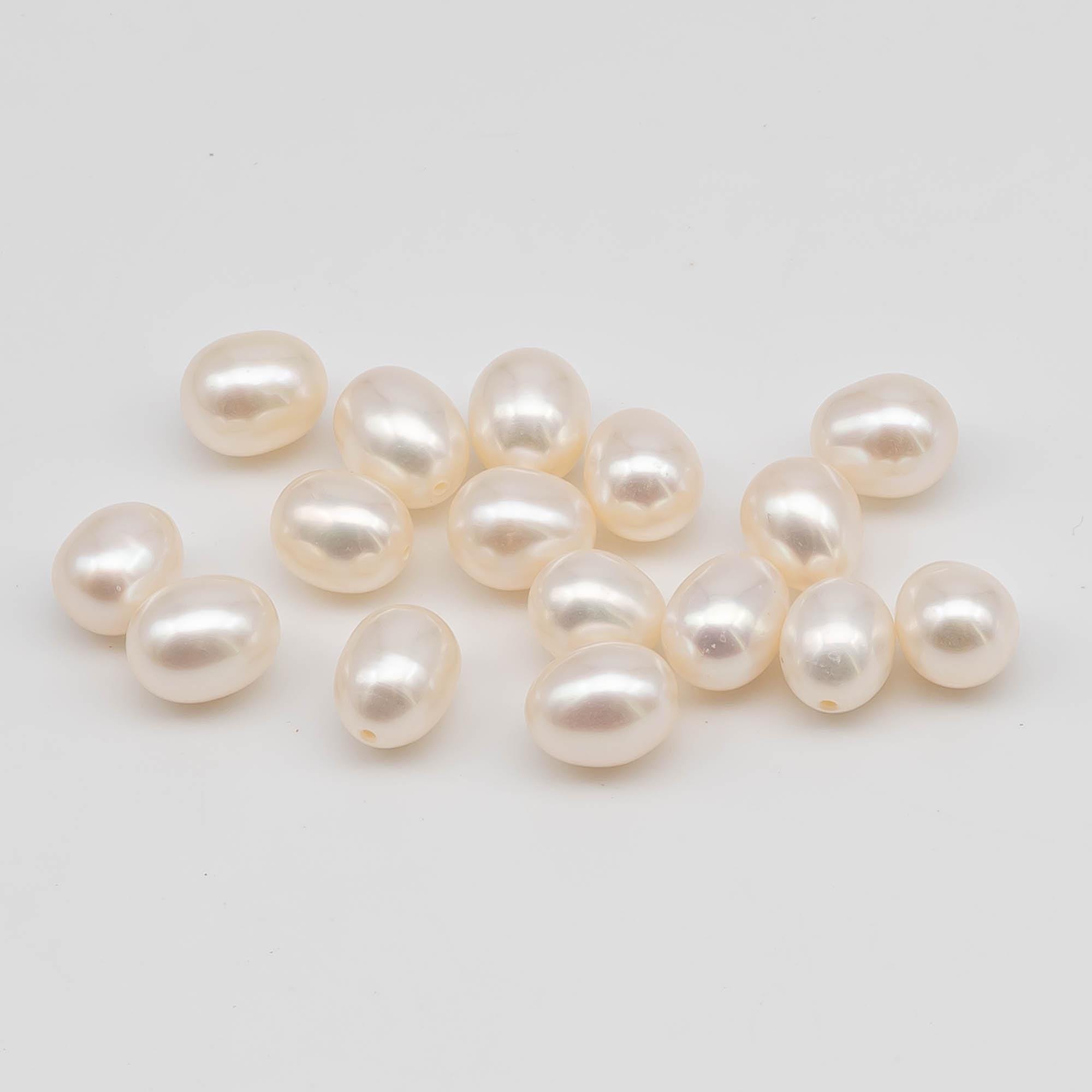 Half Drill Pearls, Freshwater Drop Shape 7mm, White, Peach or Mix