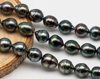10-11mm Tahitian Pearl Full Strand with Minor Blemishes, Natural Colors, SKU # 3358TH