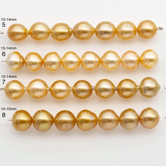 13～14 mm ゴールデン サウス シー パール、ナチュラル ゴールドまたは 