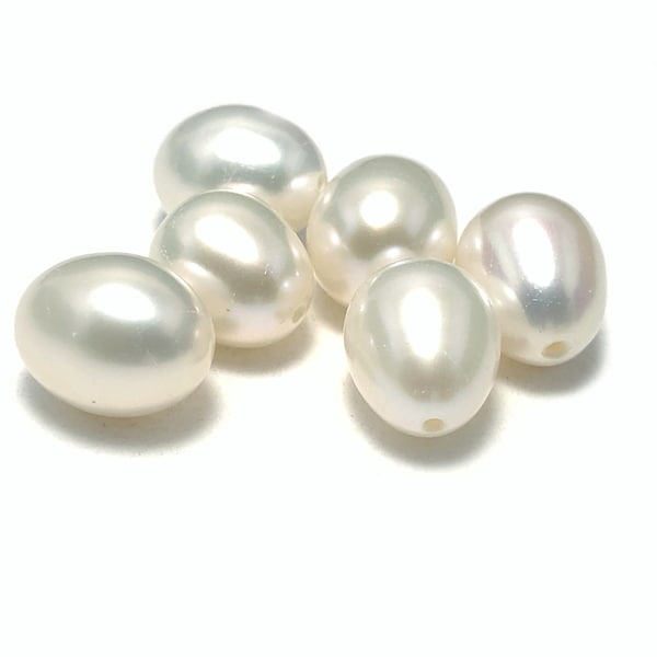 Half Drill Pearls, Freshwater Drop Shape 7mm, White Colors, 8 Pieces, HDP001