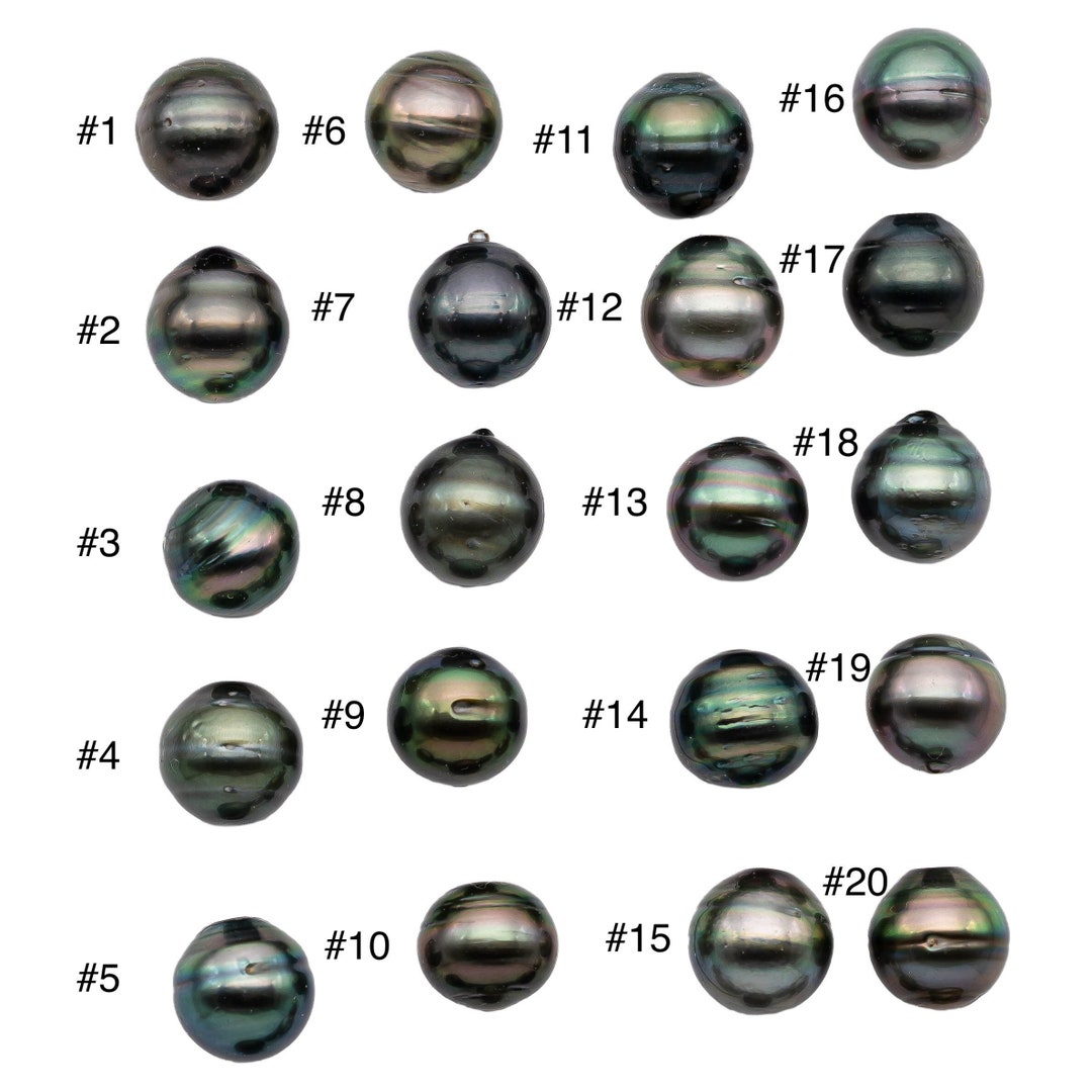 thumbnail image 2 of 5 Genuine Natural Tahitian Black Loose Pearls - 10x13mm Half-Drilled, Excellent Cut Grade 2 of 6