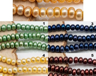 9-11mm Freshwater Pearl Bead in 2.5mm Large Hole Button in 5 Different Colors with High Luster in 8 Inch Strand, SKU # 1625FW
