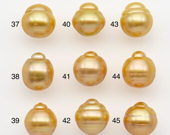 南洋パール　天然ゴールドブラウン　ルース 11～12mmの南洋真珠、天然ゴールドカラー、ルースドロップシェイプ