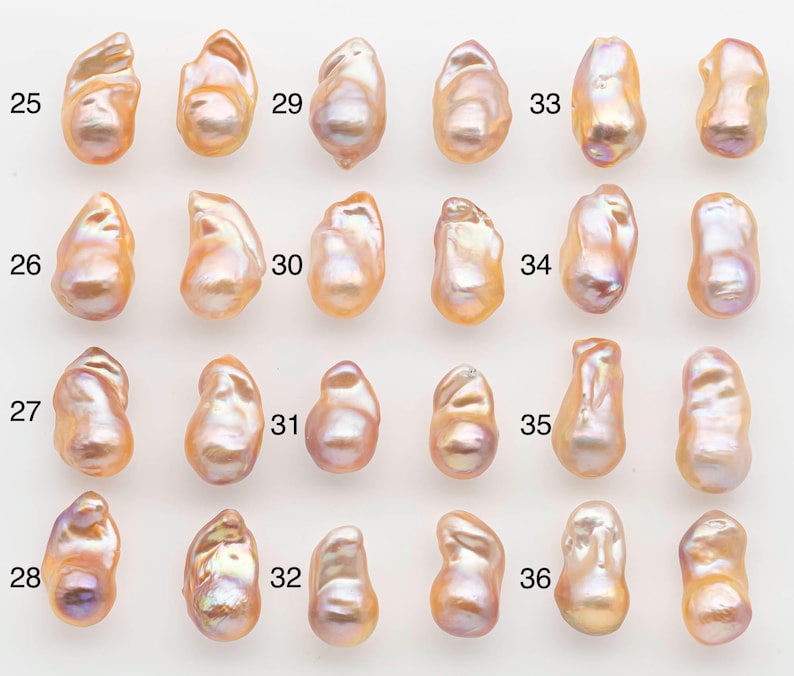 15-17mm Peach Color Baroque Pearl Matching Pair, High Luster Freshwater ...