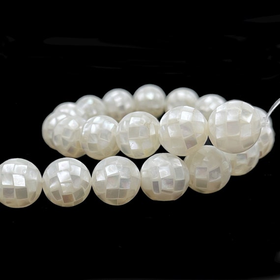 Mother of Pearl Mosaic Beads, Shell Beads in 14mm Round, 2