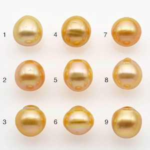 10-11mm South Sea Pearl, Gold Drop Single Piece Nondrilled with High Luster and Minor Blemishes for Jewelry Making, SKU # 2566GS
