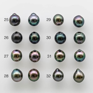 Perle de Tahiti de 8-9 mm par paire assortie pour faire des boucles d'oreilles avec un lustre élevé et des imperfections mineures, non percées, SKU 1729TH image 4