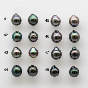 Perle de Tahiti de 8-9 mm par paire assortie pour faire des boucles d'oreilles avec un lustre élevé et des imperfections mineures, non percées, SKU 1729TH image 6