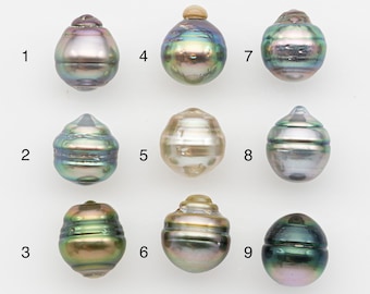 Perle de Tahiti 10-11 mm, non percée, non percée avec un lustre élevé et des imperfections pour la fabrication de bijoux, SKU # 2894TH