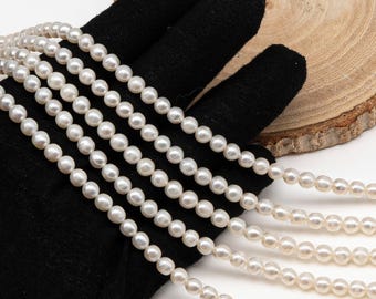 5-5.5mm Freshwater Pearls Pearl Beads, White Color, Full Strand, SKU# 3393FW