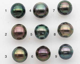 Perle de Tahiti 10-11 mm, non percée, non percée avec un lustre élevé et des imperfections pour la fabrication de bijoux, SKU # 2912TH