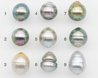 Perle de Tahiti 10-11 mm, non percée, non percée avec un lustre élevé et des imperfections pour la fabrication de bijoux, SKU # 2893TH