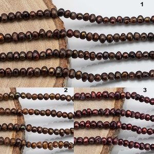 Perles d'eau douce de petite taille 2-3 mm, rocailles de couleur marron ou rouge pour la fabrication de bijoux, SKU # 1634FW